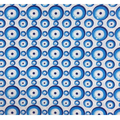 Tricoline Olho Grego Branco Azul Tricoline Olho Grego Branco Azul