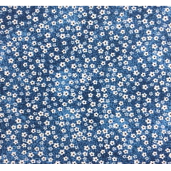 Tricoline Mini Flores Azul Tricoline Mini Flores Azul