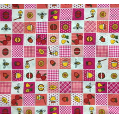 Tricoline Patchwork Frutas Rosa Tricoline Patchwork Frutas Rosa